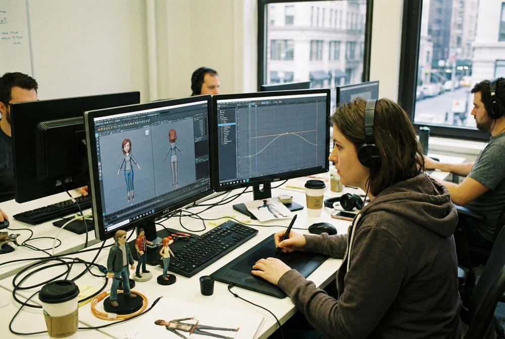 3D animator during work