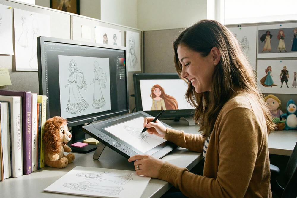 Character designer drafting a princes