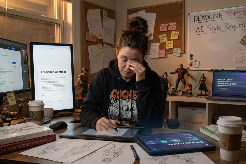 Character designer facing challenges 