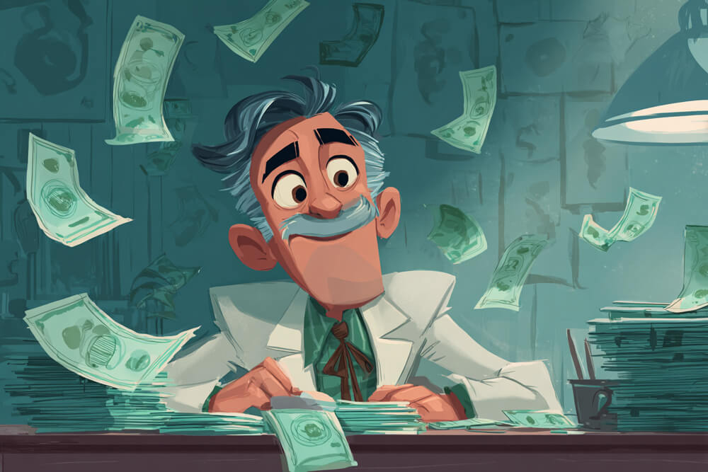 Scientist with money
